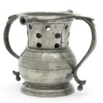 AN EXTREMELY RARE VICTORIAN PEWTER PUZZLE-JUG, PROBABLY BRISTOL, CIRCA 1840-60