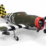 A WOOD AND PLASTIC MODEL OF A P-47 THUNDERBOLT AIRCRAFT LATE 20TH CENTURY