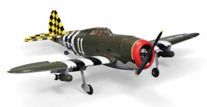 A WOOD AND PLASTIC MODEL OF A P-47 THUNDERBOLT AIRCRAFT LATE 20TH CENTURY