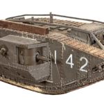 A PAINTED METAL WORKING MODEL OF A FIRST WORLD WAR TANK, MODERN